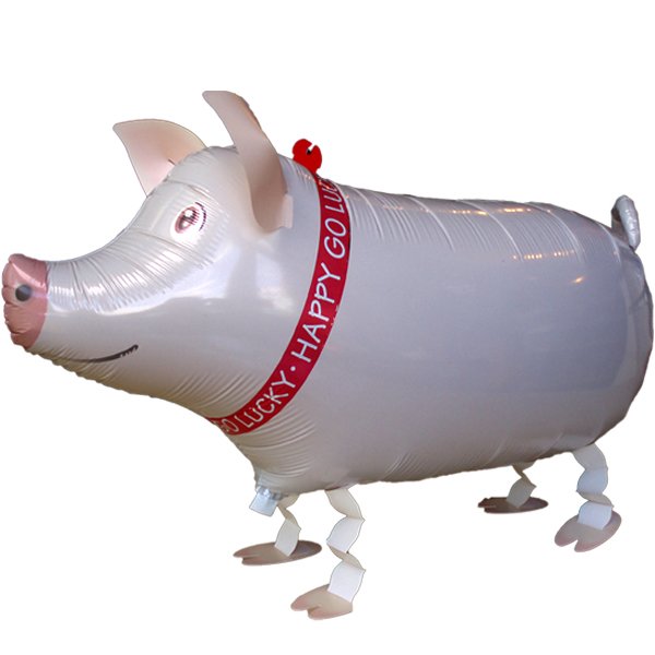 Ballon Schwein beige - Airwalker - L/Folie - 60cm/0,05m³