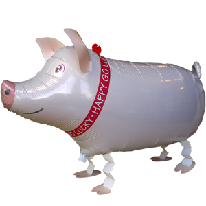 Folienballon - Airwalker Schwein beige - L - 60 cm / 0,05...