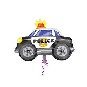 Ballon Polizeiauto Schwarz - XL/Folie - 50cm /0,03m³