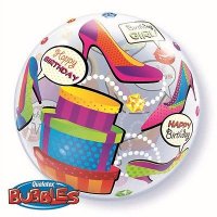 Ballon Happy Birthday Girl Schopping Spree - XL/Strechtfolie/Single Bubble - 56cm/0,04m³