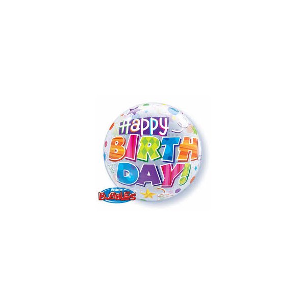Single Bubble Ballon - Motiv Happy Birthday Party...