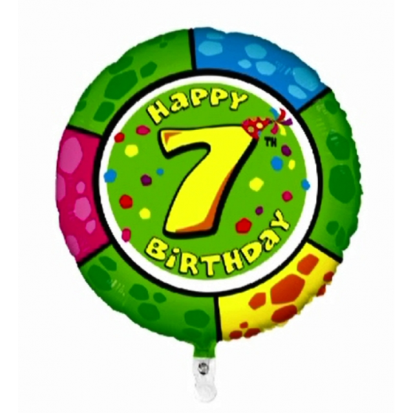 Folienballon - Motiv Zahl 7 Animaloons Krokodil Rundform - S - 54 cm / 0,03 m³