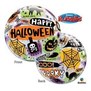 Single Bubble Ballon - Motiv Happy Halloween - XL -...