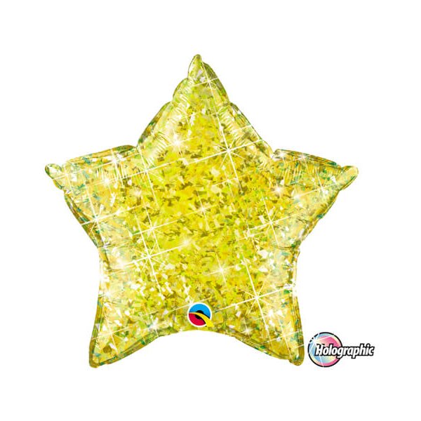 Folienballon - Stern Gelb Hologramm - S - 45 cm / 0,02 m³
