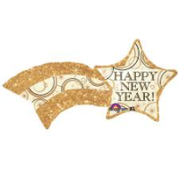 Folienballon - Figur Comet Happy New Year - XXL - 68 cm / 0,07 m³