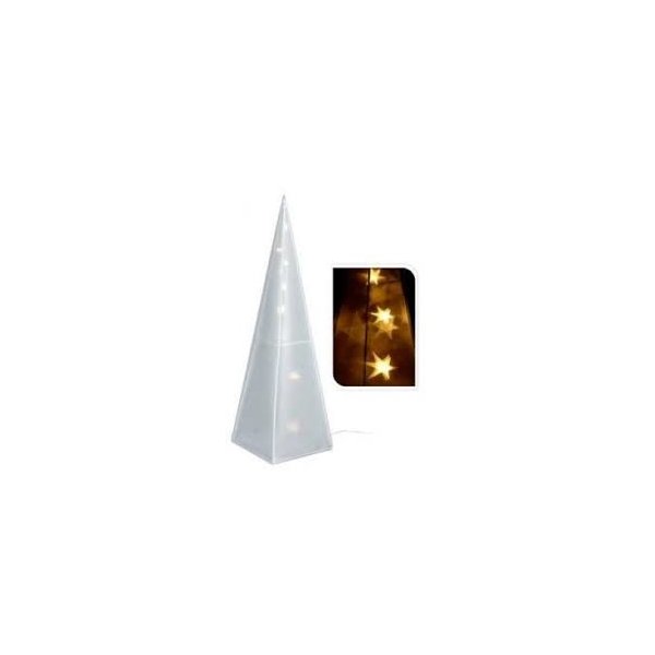 Leuchtende Pyramide mit Hologramm 45 cm weiß