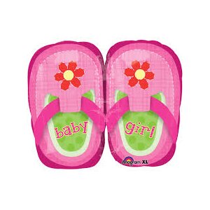 Folienballon - Figur Babyschuhe Rosa - XL - 55 cm / 0,02...