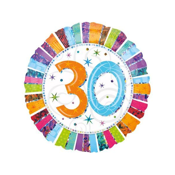 Folienballon - Motiv Zahl 30 Strahlender Geburtstag - S -...