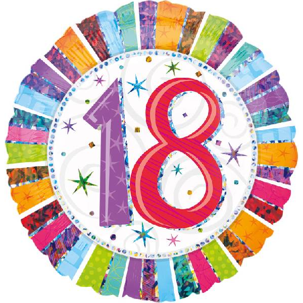 Folienballon - Motiv Zahl 18 Strahlender Geburtstag - S -...