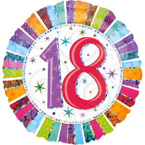 Folienballon - Motiv Zahl 18 Strahlender Geburtstag - S -...