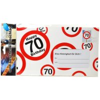 Umschlag - Geldgeschenk- Verkehrschild - Happy Birthday 70