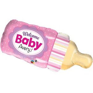 Folienballon - Figur Babyflasche rosa - XXL - 99 cm /...