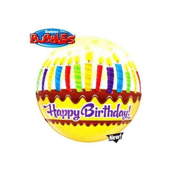 Single Bubble Ballon - Motiv Happy Birthday Kerzen - XL -...