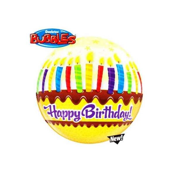 Single Bubble Ballon - Motiv Happy Birthday Kerzen - XL -...