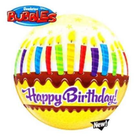 Single Bubble Ballon - Motiv Happy Birthday Kerzen - XL - 56 cm / 0,04 m³