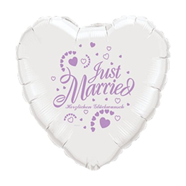 Folienballon - Motiv Just Married wei&szlig; rot - S - 45 cm / 0,02 m&sup3;
