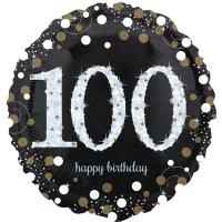 Ballon Zahl 100 schwarz - glitter