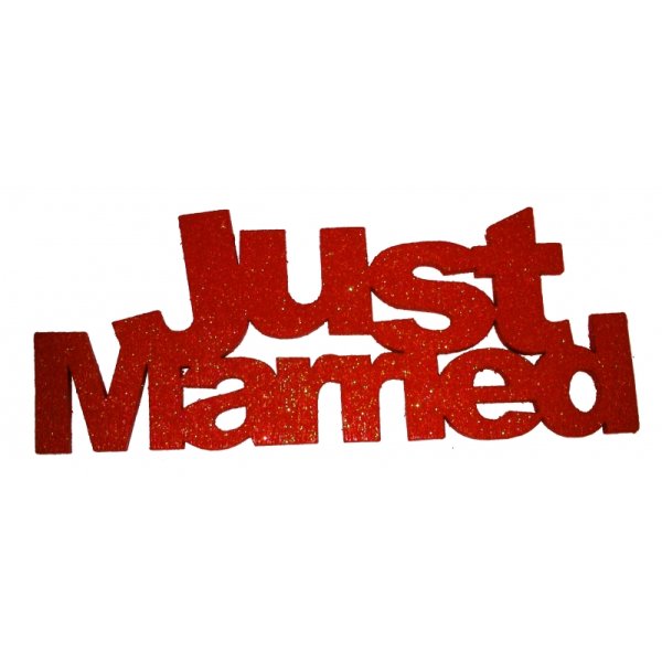 Schriftzug Just Married - Holz/Rot/13cm