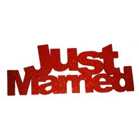 Schriftzug Just Married - Holz/Rot/13cm