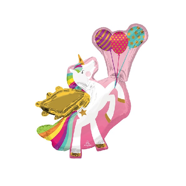 Folienballon - Figur Einhorn mit Ballons - XXL - 86 cm /...