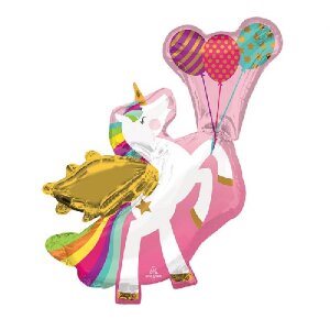 Folienballon - Figur Einhorn mit Ballons - XXL - 86 cm /...