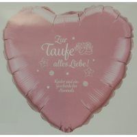Ballon - Zur Taufe alles Liebe -  pinkes Herz - weiße schrift, 43cm, 0,02m³