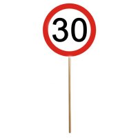 Mini-Schild mit Stab Zahl 30 Verkehrsschild  (12)