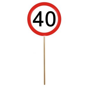 Mini-Schild mit Stab Zahl 40 Verkehrsschild  (12)