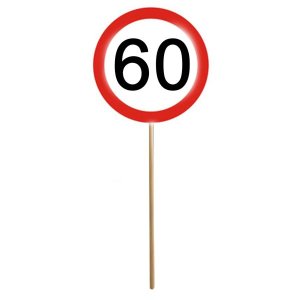 Mini-Schild mit Stab Zahl 60 Verkehrsschild   (12)