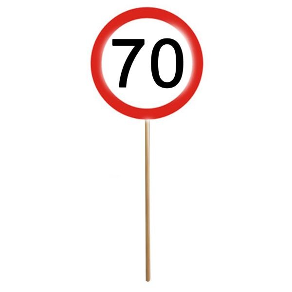 Mini-Schild mit Stab Zahl 70 Verkehrsschild  (12)