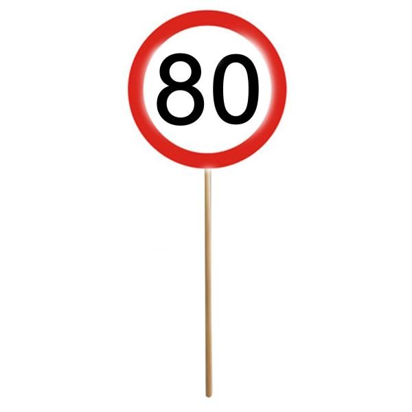 Mini-Schild mit Stab Zahl 80 Verkehrsschild  (12)