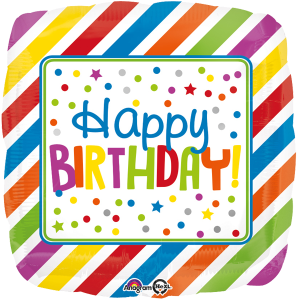 Folienballon - Motiv Happy Birthday Streifen - S - 43 cm...
