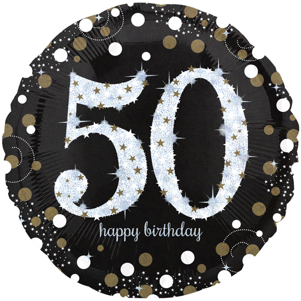 Folienballon - Motiv Zahl 50 Happy Birthday Schwarz-Gold...
