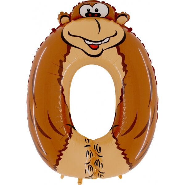 Folienballon - Zahl 0 Animaloon Affe - XXXL - 102 cm /...