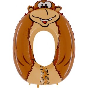 Folienballon - Zahl 0 Animaloon Affe - XXXL - 102 cm /...