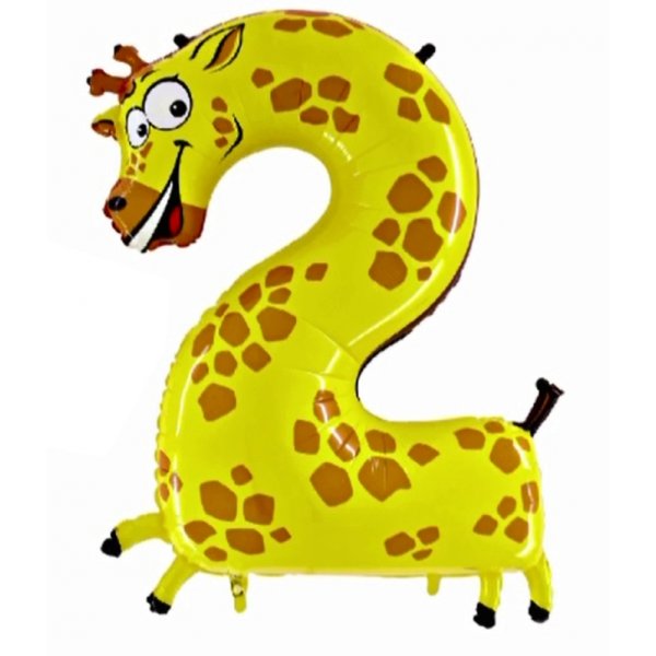 Ballon Zahl 2 Animaloon Giraffe - XXXL/Folie -...