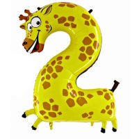Ballon Zahl 2 Animaloon Giraffe - XXXL/Folie - 102cm/0,09m³