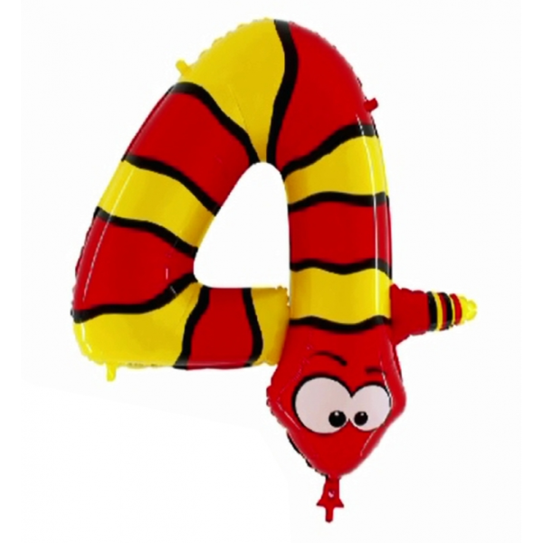 Folienballon - Zahl 4 Animaloon Schlange - XXXL - 102 cm...