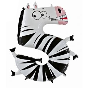 Ballon XXXL Zahl 5 Animaloon Zebra