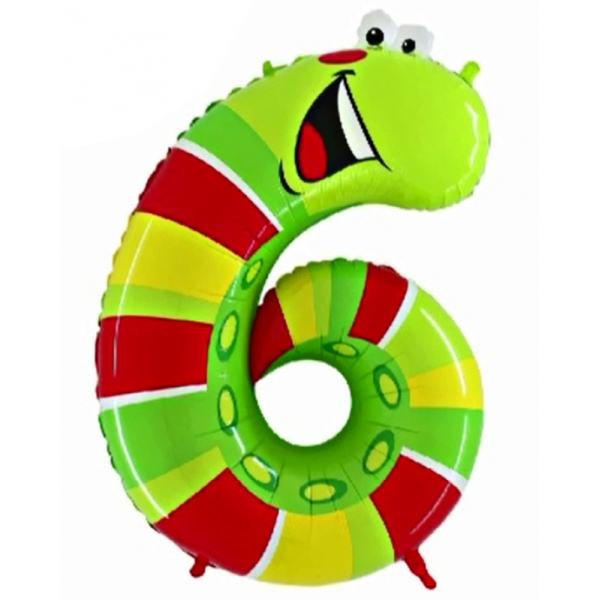 Folienballon - Zahl 6 Animaloon Raupe - XXXL - 102 cm /...