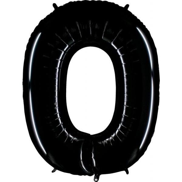 Folienballon Zahl 0 Schwarz - XXL - 86cm/0,07m³