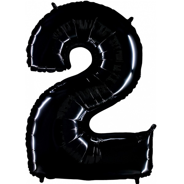 Folienballon - Zahl 2 Schwarz - XXL - 86 cm / 0,07 m³