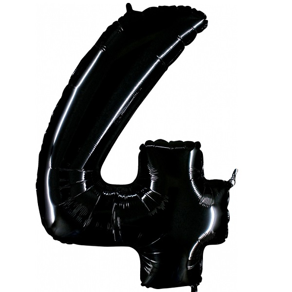 Folienballon - Zahl 4 Schwarz - XXL - 86 cm / 0,07 m³