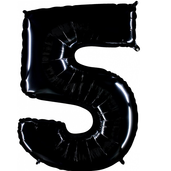 Folienballon - Zahl 5 Schwarz - XXL - 86 cm / 0,07 m³