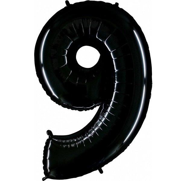 Ballon Zahl 9 Schwarz - XXL/Folie - 86cm/0,07m³