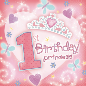 Servietten - 1st Birthday princess - 2-lagig (36)