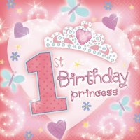 Servietten - 1st Birthday princess - 2-lagig (36)