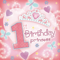 Servietten - 1st Birthday princess - 2-lagig (36)