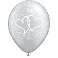 Latexballon - Motiv Herzen weiß - Ballon silber, 27,5 cm, 0,017m³ (1)