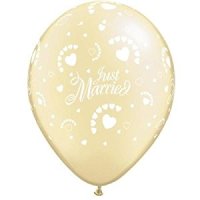 Motivballon Just Married - creme - weiße schrift, 27,5cm, 0,017m³ (1)